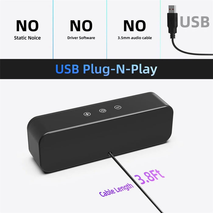 LLR055 USB Mini Soundbar 2 x 3W Wired Computer Speaker Dual Drivers for Desktop  /  Laptop  /  PC - 4