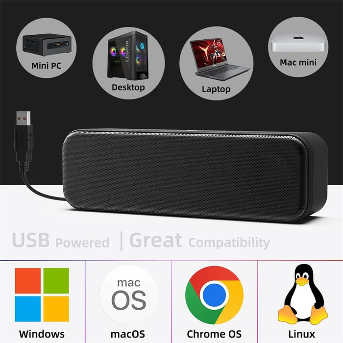 LLR055 USB Mini Soundbar 2 x 3W Wired Computer Speaker Dual Drivers for Desktop  /  Laptop  /  PC - 6