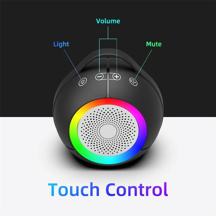 LLR096 Ball Shape USB Mini Desktop Speaker 5W Wired Subwoofer with RGB Light for PC Laptop - 5