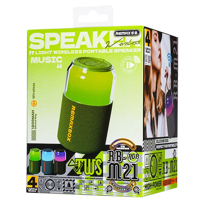 REMAX RB-M21 TWS Portable Wireless Bluetooth-Compatible Speaker with 4 RGB Lighting Mode - Blue - 4