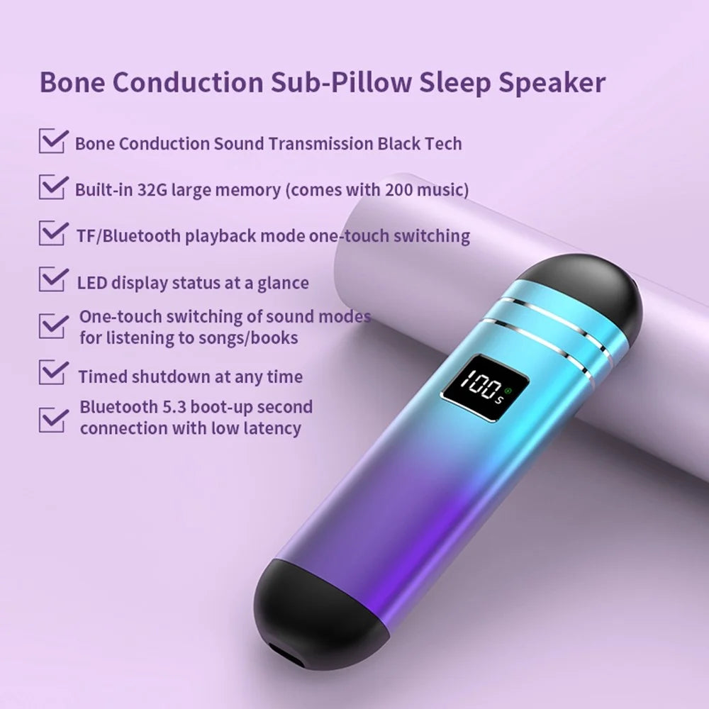QY09 Bone Conduction Speaker with 32GB TF Card Mini Wireless Audio Device BT Sleep Aid for Bedroom / Dorm / Office - Blue Purple - 2