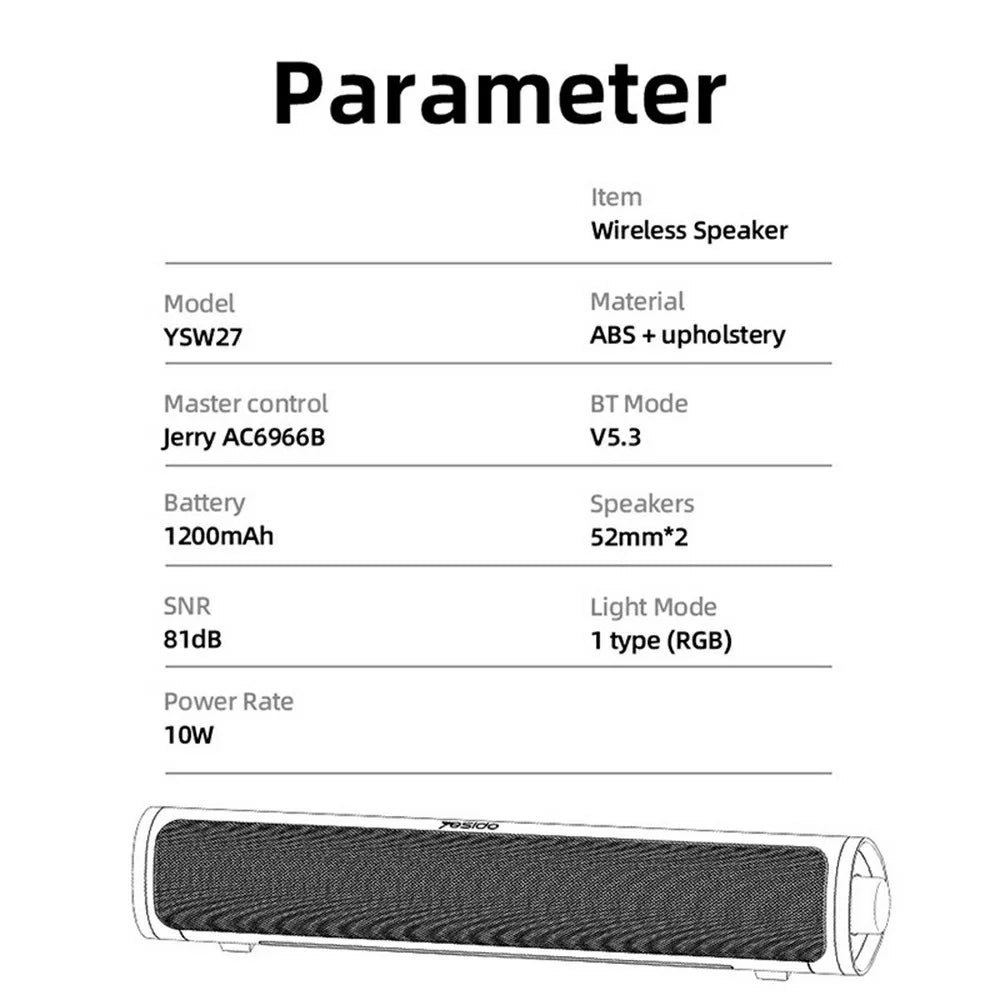 YESIDO YSW27 Wireless Speaker Audio System Sound Amplifier with Lighting for Home Entertainment - 5