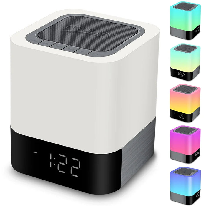 MUSKY DY28P 3 Level LED Lighting Bluetooth-Compatible Speaker Touch Control Night Light with Alarm Clock - 1