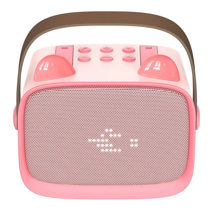 T99 Children Karaoke Speaker with Dual Microphone Multi Light Modes Bluetooth-Compatible Audio System - Pink - 4