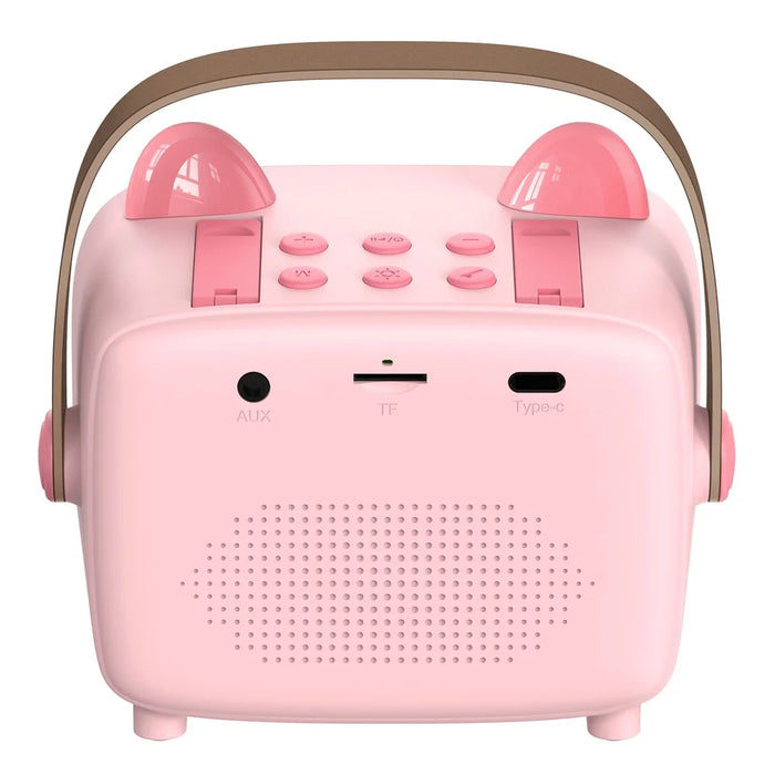 T99 Children Karaoke Speaker with Dual Microphone Multi Light Modes Bluetooth-Compatible Audio System - Pink - 6
