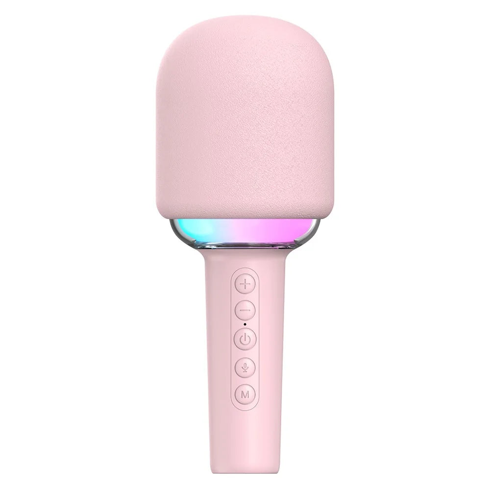 M5 Integrated Bluetooth-Compatible Karaoke Speaker Microphone with RGB Light - Pink - 1