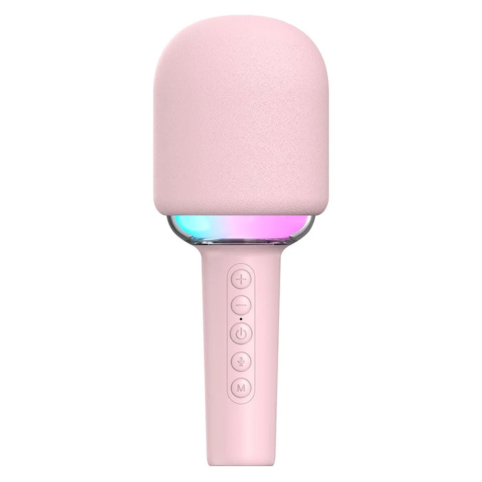 M5 Integrated Bluetooth-Compatible Karaoke Speaker Microphone with RGB Light - Pink - 1