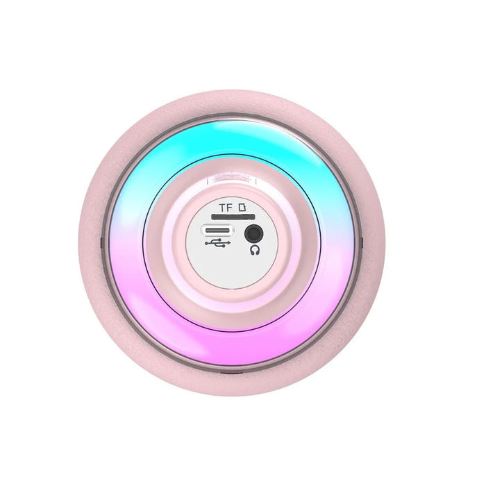 M5 Integrated Bluetooth-Compatible Karaoke Speaker Microphone with RGB Light - Pink - 3