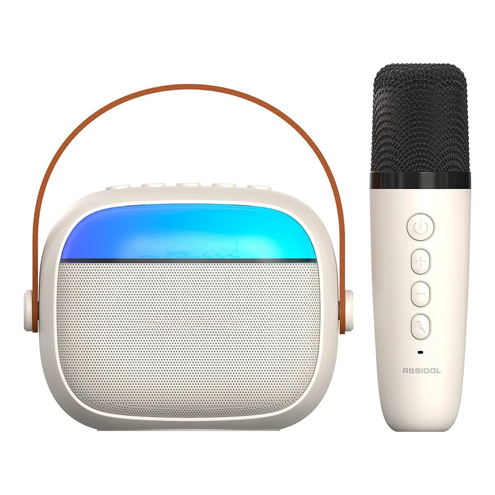 H08 Bluetooth-Compatible Karaoke Speaker with Microphone RGB Light Portable Audio System for Outdoor / Home KTV - White - 1