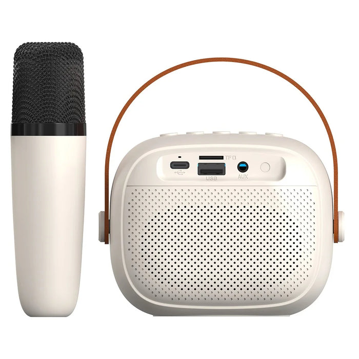 H08 Bluetooth-Compatible Karaoke Speaker with Microphone RGB Light Portable Audio System for Outdoor / Home KTV - White - 2