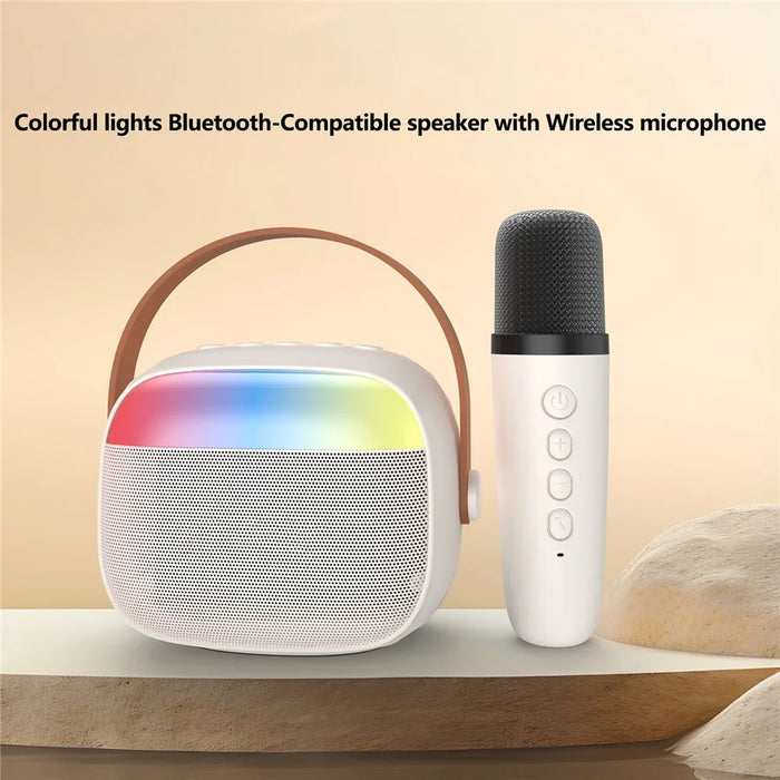 H08 Bluetooth-Compatible Karaoke Speaker with Microphone RGB Light Portable Audio System for Outdoor / Home KTV - White - 3