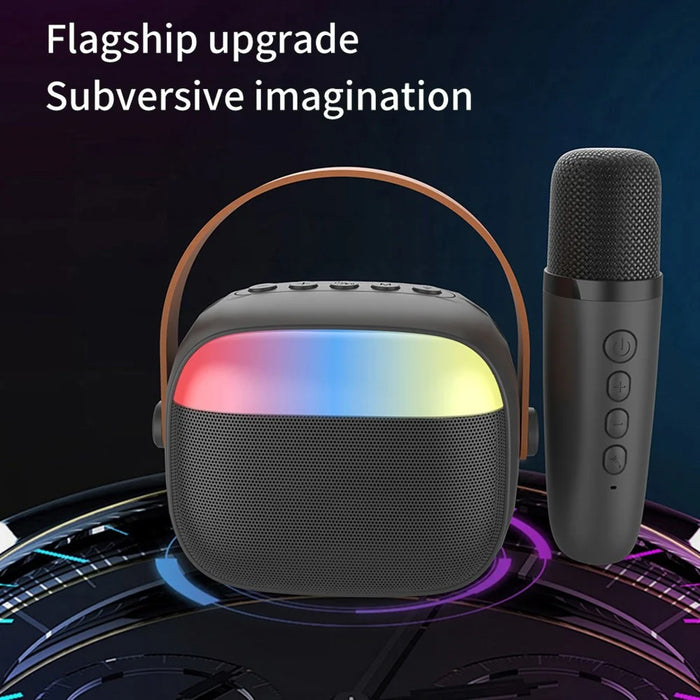 H08 Bluetooth-Compatible Karaoke Speaker with Microphone RGB Light Portable Audio System for Outdoor / Home KTV - White - 7
