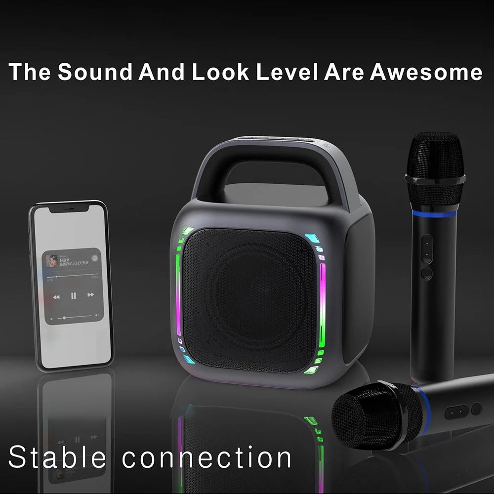 MS6K Portable 50W Bluetooth-Compatible Speaker with RGB Light TWS Subwoofer with 2 Microphones for Outdoor Party - 3