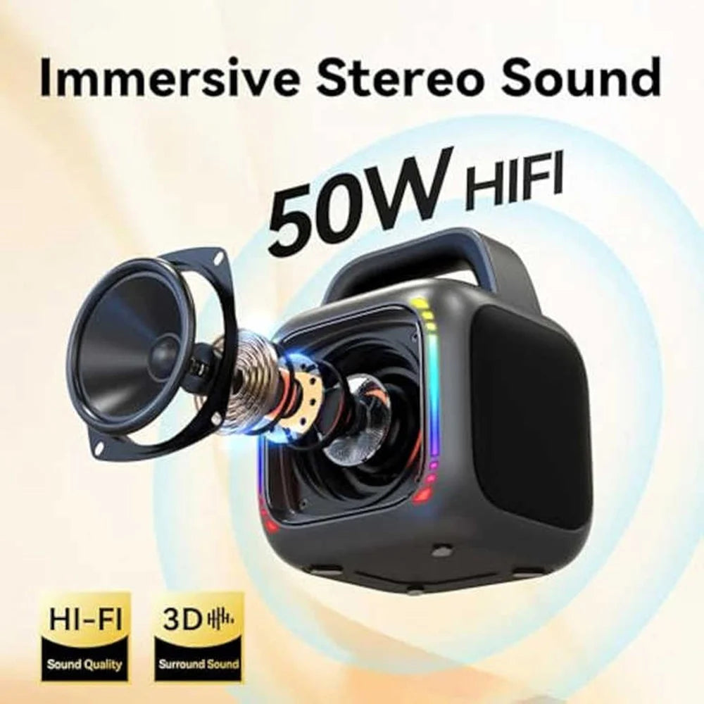 MS6K Portable 50W Bluetooth-Compatible Speaker with RGB Light TWS Subwoofer with 2 Microphones for Outdoor Party - 4