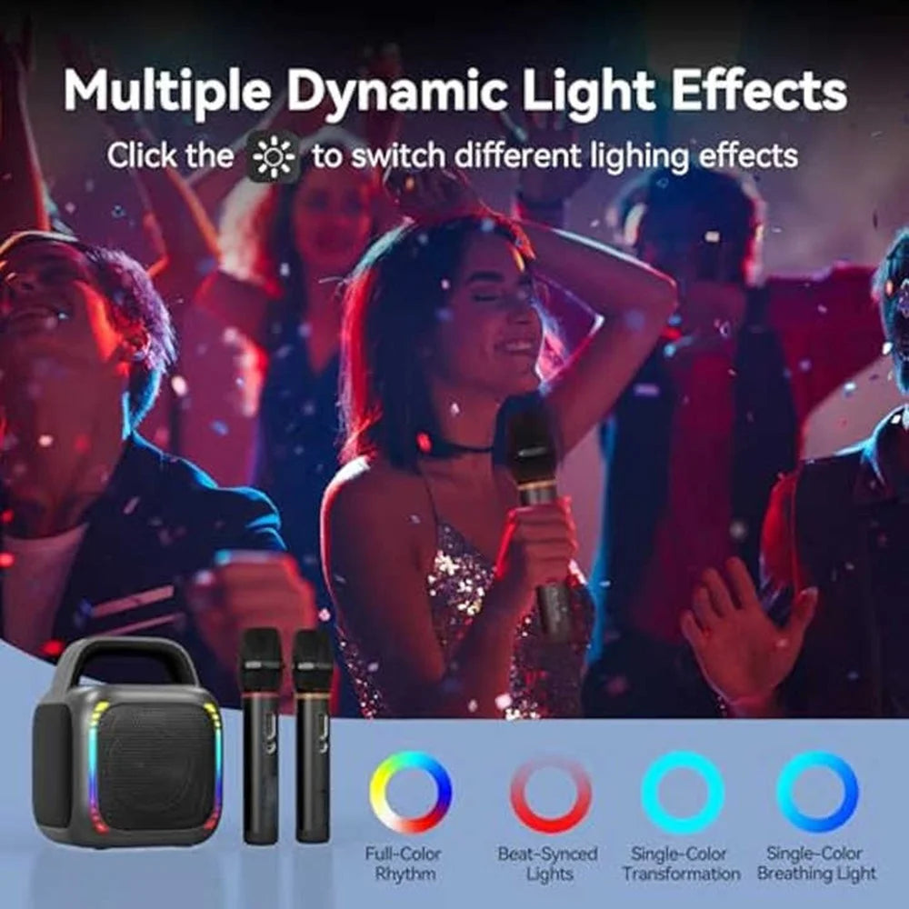 MS6K Portable 50W Bluetooth-Compatible Speaker with RGB Light TWS Subwoofer with 2 Microphones for Outdoor Party - 6