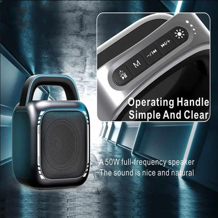 MS6 50W Portable Bluetooth-Compatible Speaker with RGB Light IPX7 Waterproof Outdoor Subwoofer - 3