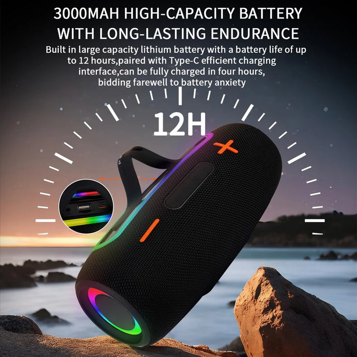 PRO9 Wireless TWS Bluetooth-Compatible Speaker IPX6 Waterproof Portable Outdoor Boombox - Black - 4