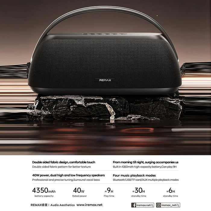 REMAX RB-M28 Wireless Portable Speaker Bluetooth-Compatible 40W High Power TWS Pairing Speaker - 2