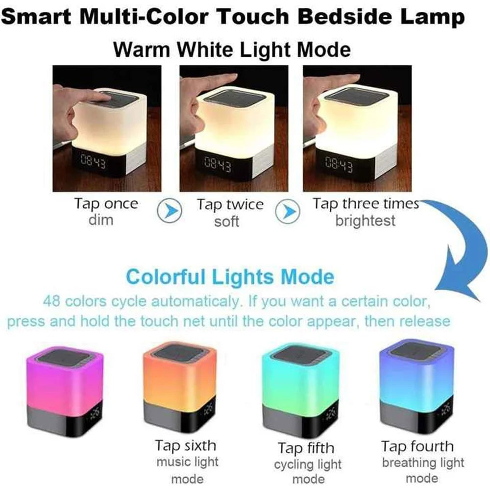 DY28Plus Bedside Alarm Clock Bluetooth-Compatible Speaker Touch LED RGB Light Desktop Subwoofer - 2