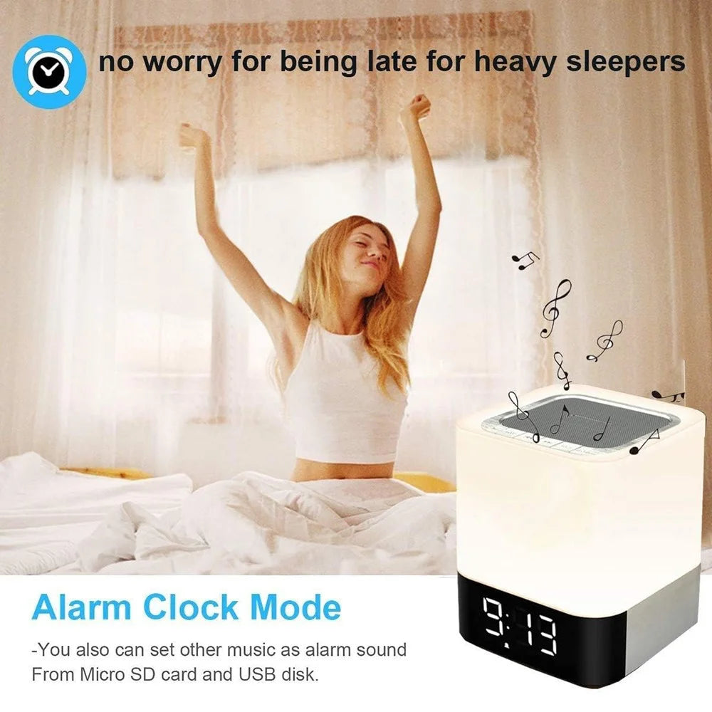 DY28Plus Bedside Alarm Clock Bluetooth-Compatible Speaker Touch LED RGB Light Desktop Subwoofer - 7