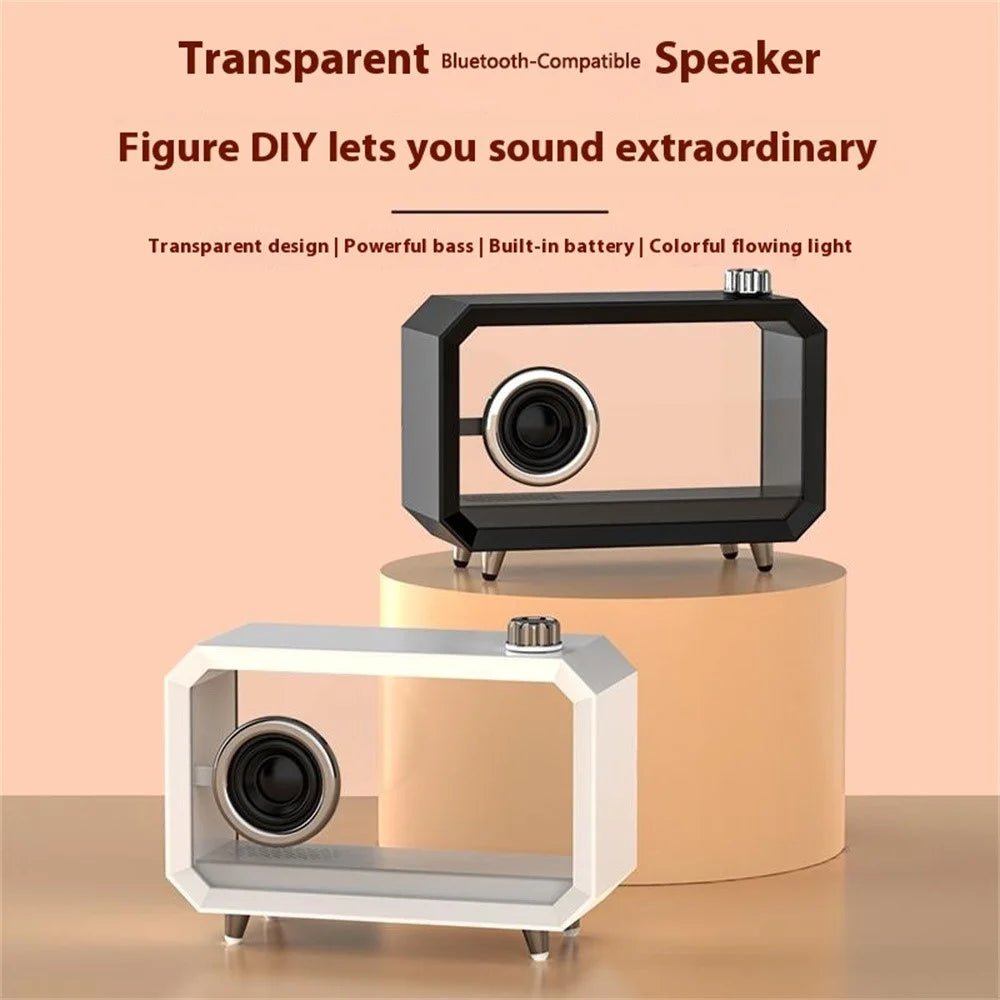 M8 DIY Cartoon Figurine Display Holder Bluetooth-Compatible Speaker with Night Light - Black - 2
