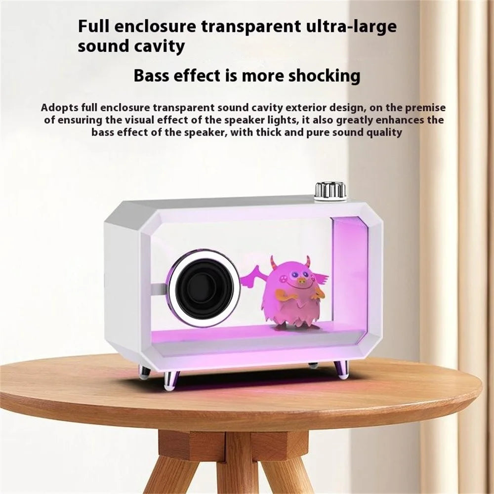 M8 DIY Cartoon Figurine Display Holder Bluetooth-Compatible Speaker with Night Light - Black - 3