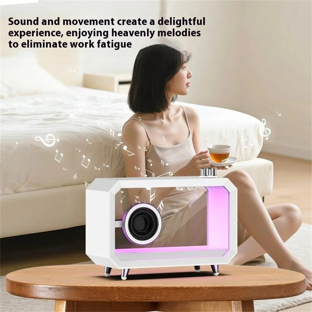 M8 DIY Cartoon Figurine Display Holder Bluetooth-Compatible Speaker with Night Light - Black - 4