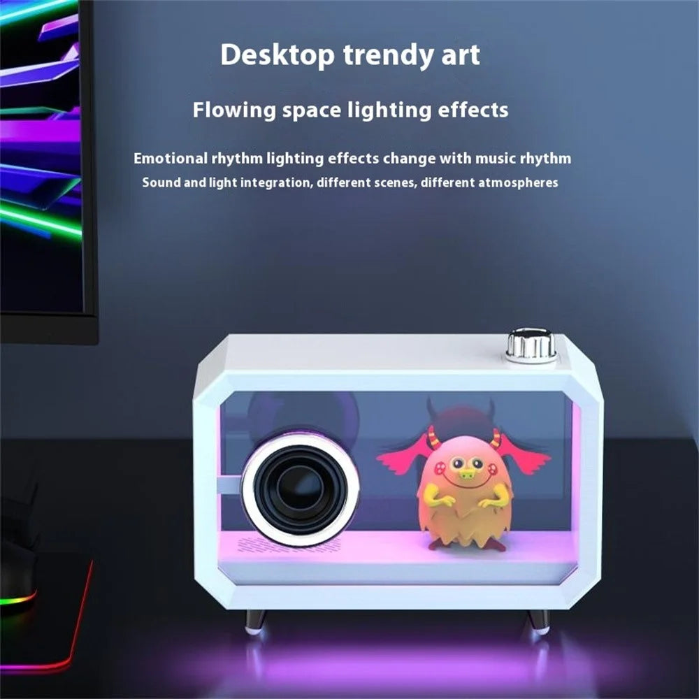 M8 DIY Cartoon Figurine Display Holder Bluetooth-Compatible Speaker with Night Light - Black - 5
