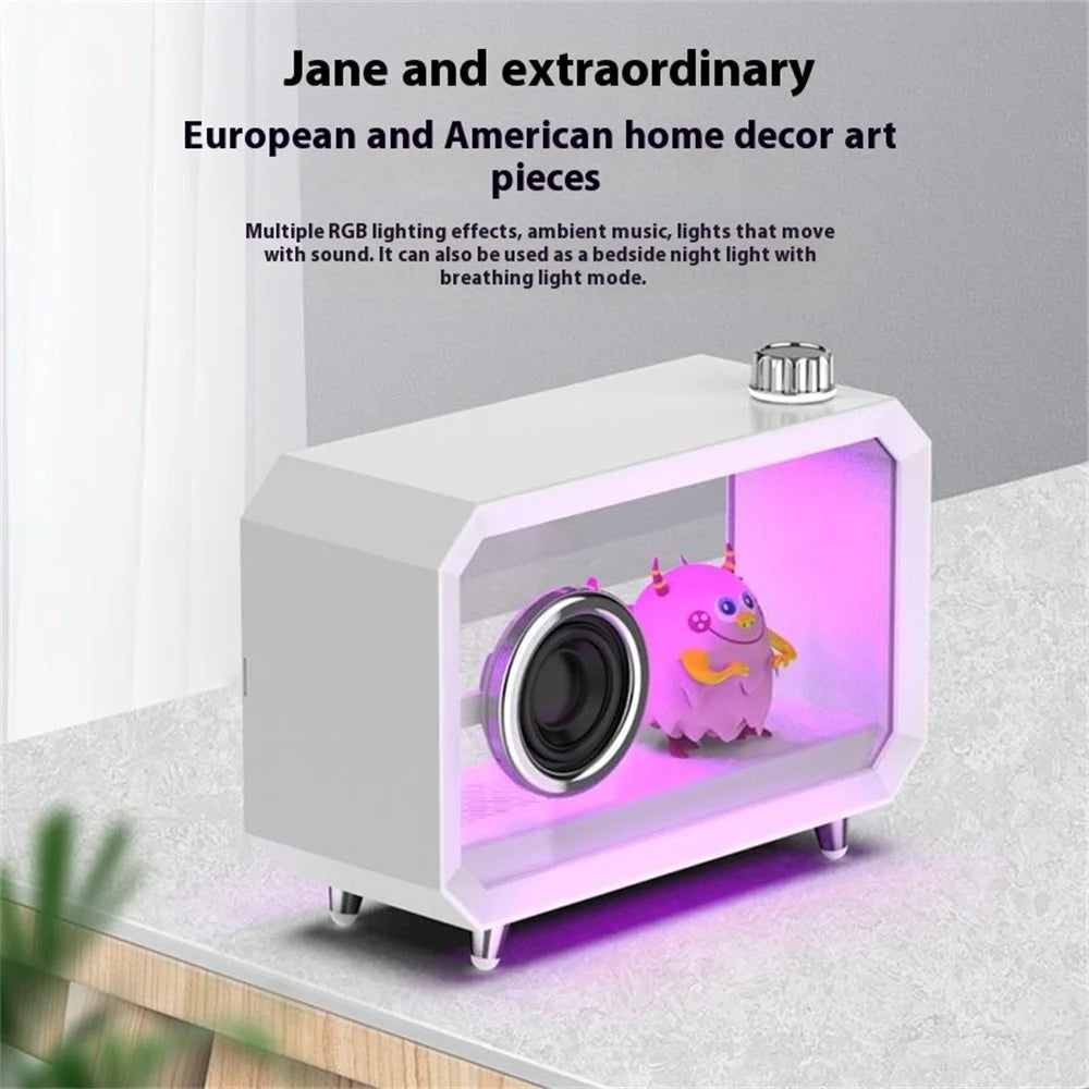 M8 DIY Cartoon Figurine Display Holder Bluetooth-Compatible Speaker with Night Light - Black - 7