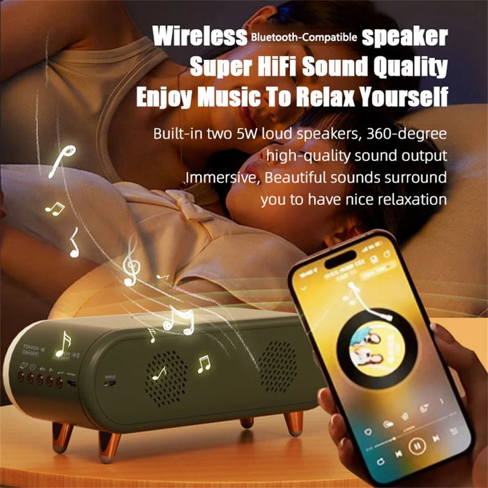 S608 Multifunctional Wireless Speaker Clock Bedside Lamp with Wireless Charging RGB Night Light - White - 5