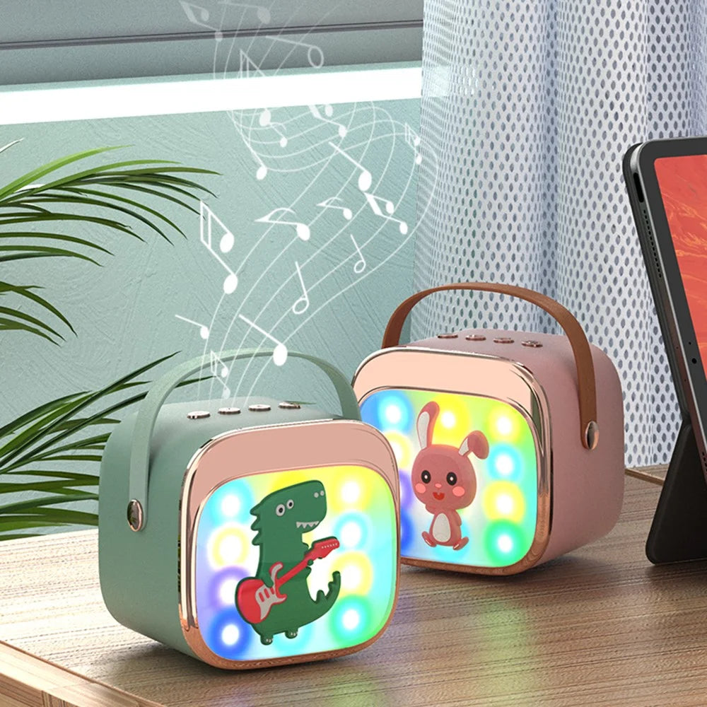P12 Cartoon Design 5W HiFi Subwoofer Bluetooth-Compatible Karaoke Speaker with Dual Microphones - Matcha Green - 3