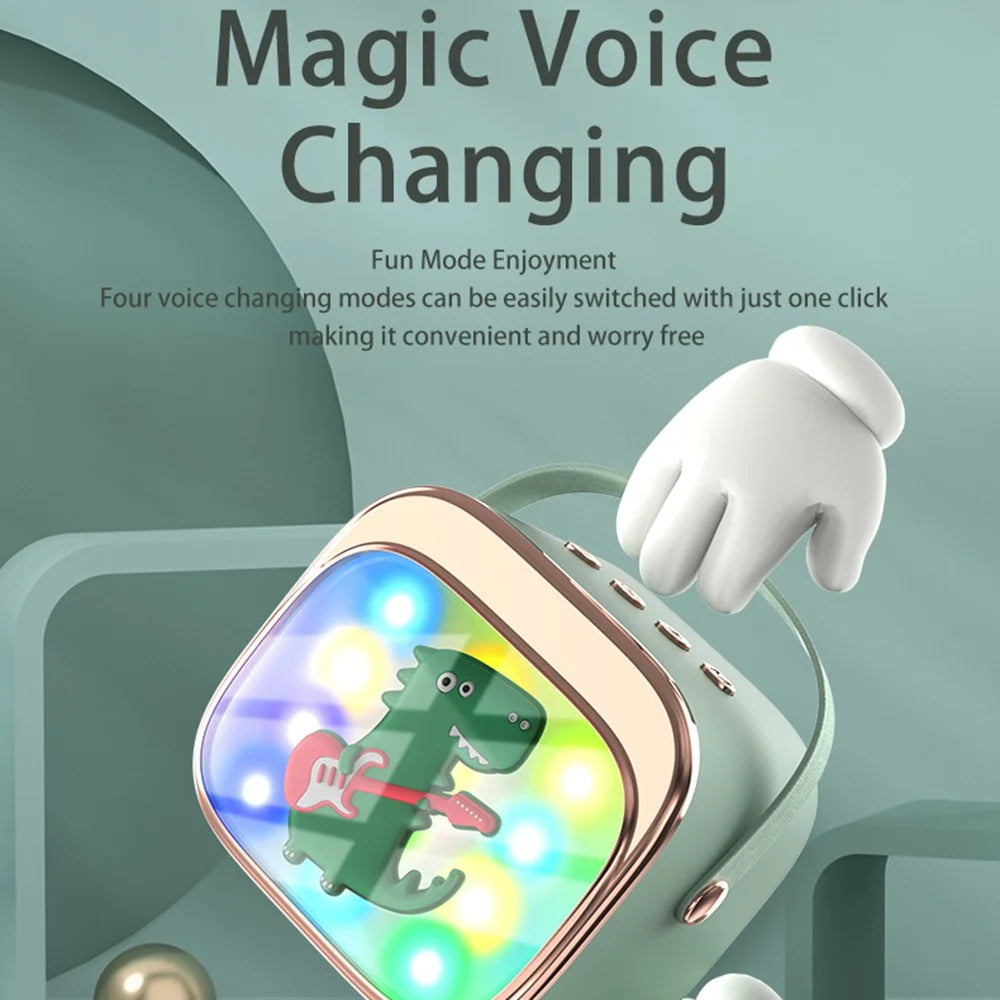 P12 Cartoon Design 5W HiFi Subwoofer Bluetooth-Compatible Karaoke Speaker with Dual Microphones - Matcha Green - 6