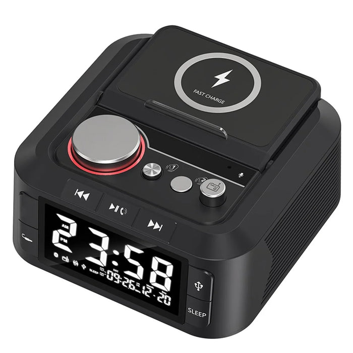 Q7 15W Wireless Charger Bluetooth-Compatible Speaker Night Light FM Radio Bedside Alarm Clock with Dual Type C Ports - 1