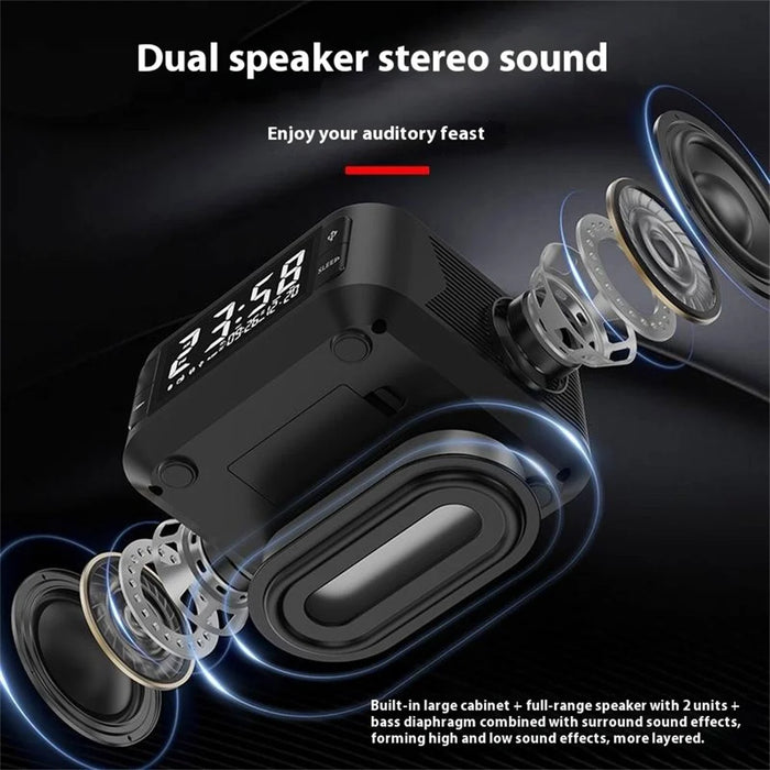 Q7 15W Wireless Charger Bluetooth-Compatible Speaker Night Light FM Radio Bedside Alarm Clock with Dual Type C Ports - 5
