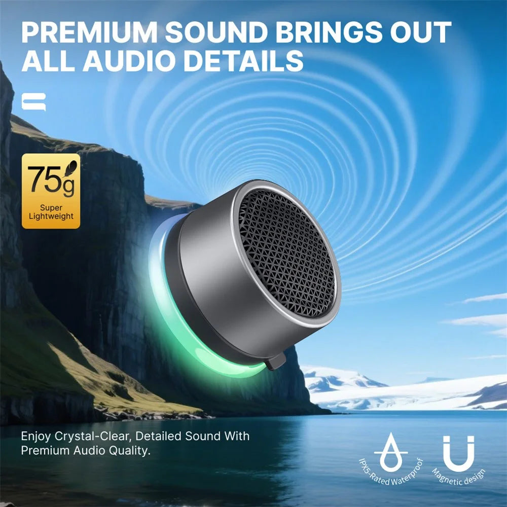 CWS07 Portable Magnetic TWS Bluetooth-compatible Speaker with RGB Light for Outdoor Cycling Camping Mini Subwoofer - Black - 3