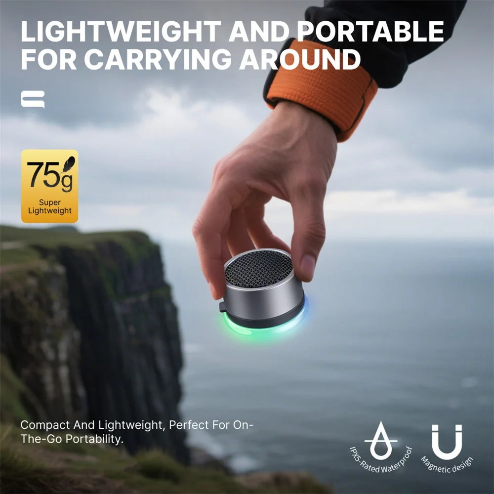CWS07 Portable Magnetic TWS Bluetooth-compatible Speaker with RGB Light for Outdoor Cycling Camping Mini Subwoofer - Black - 5