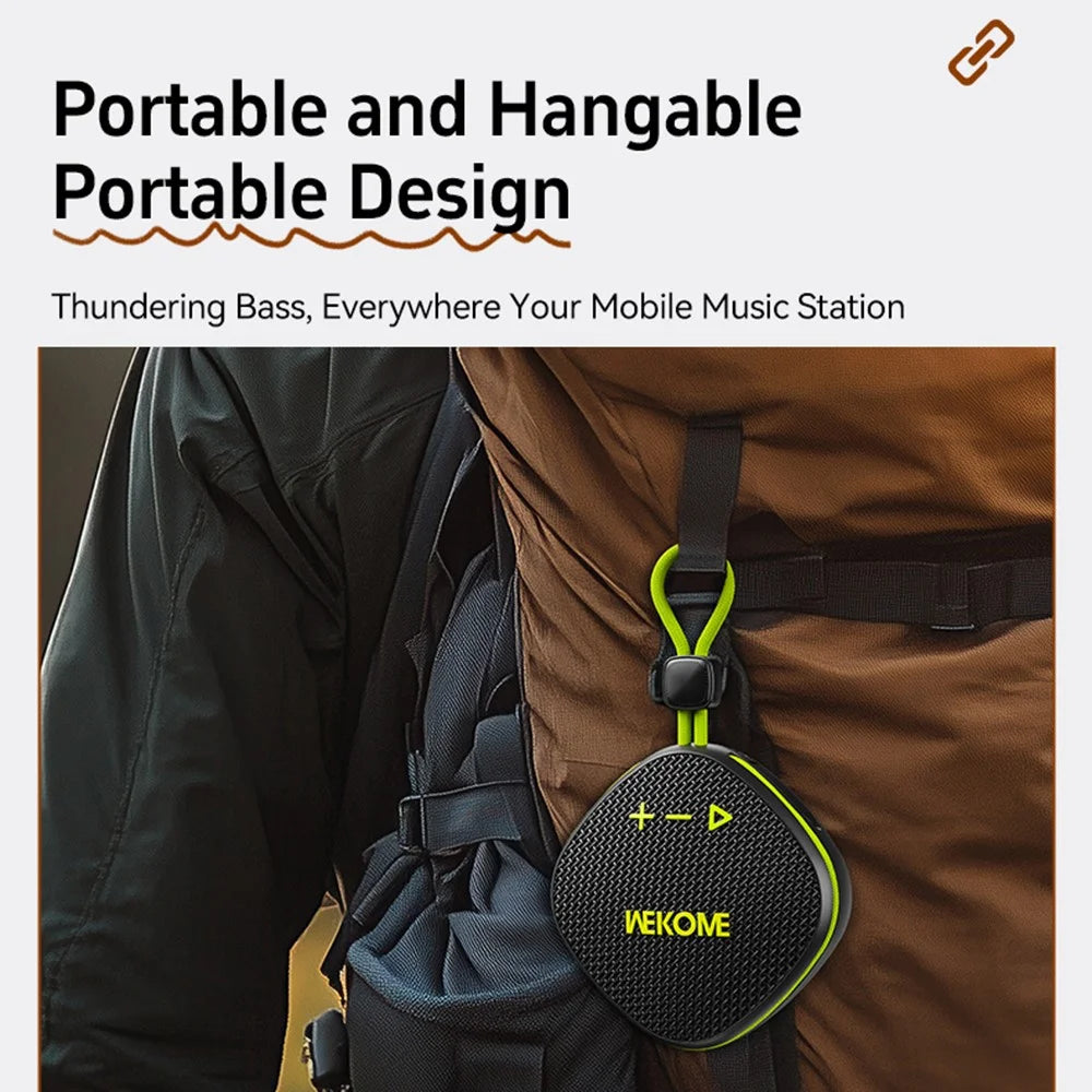 WEKOME WD-07 Outdoor Bluetooth-Compatible Speaker Portable Powerful Bass Splash-proof Music Player - Black+Orange - 4