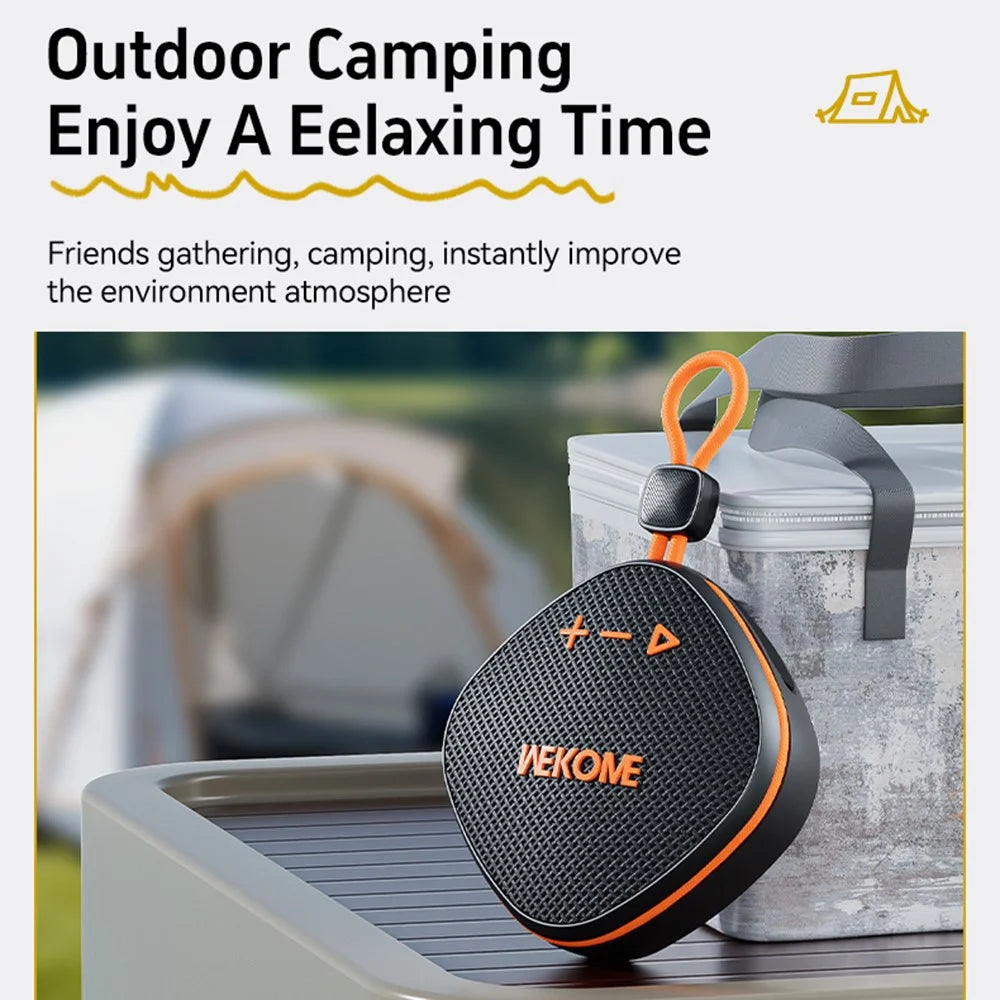 WEKOME WD-07 Outdoor Bluetooth-Compatible Speaker Portable Powerful Bass Splash-proof Music Player - Black+Orange - 5