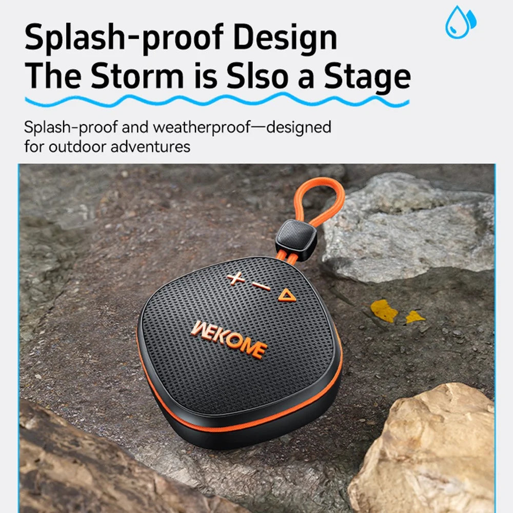 WEKOME WD-07 Outdoor Bluetooth-Compatible Speaker Portable Powerful Bass Splash-proof Music Player - Black+Orange - 6