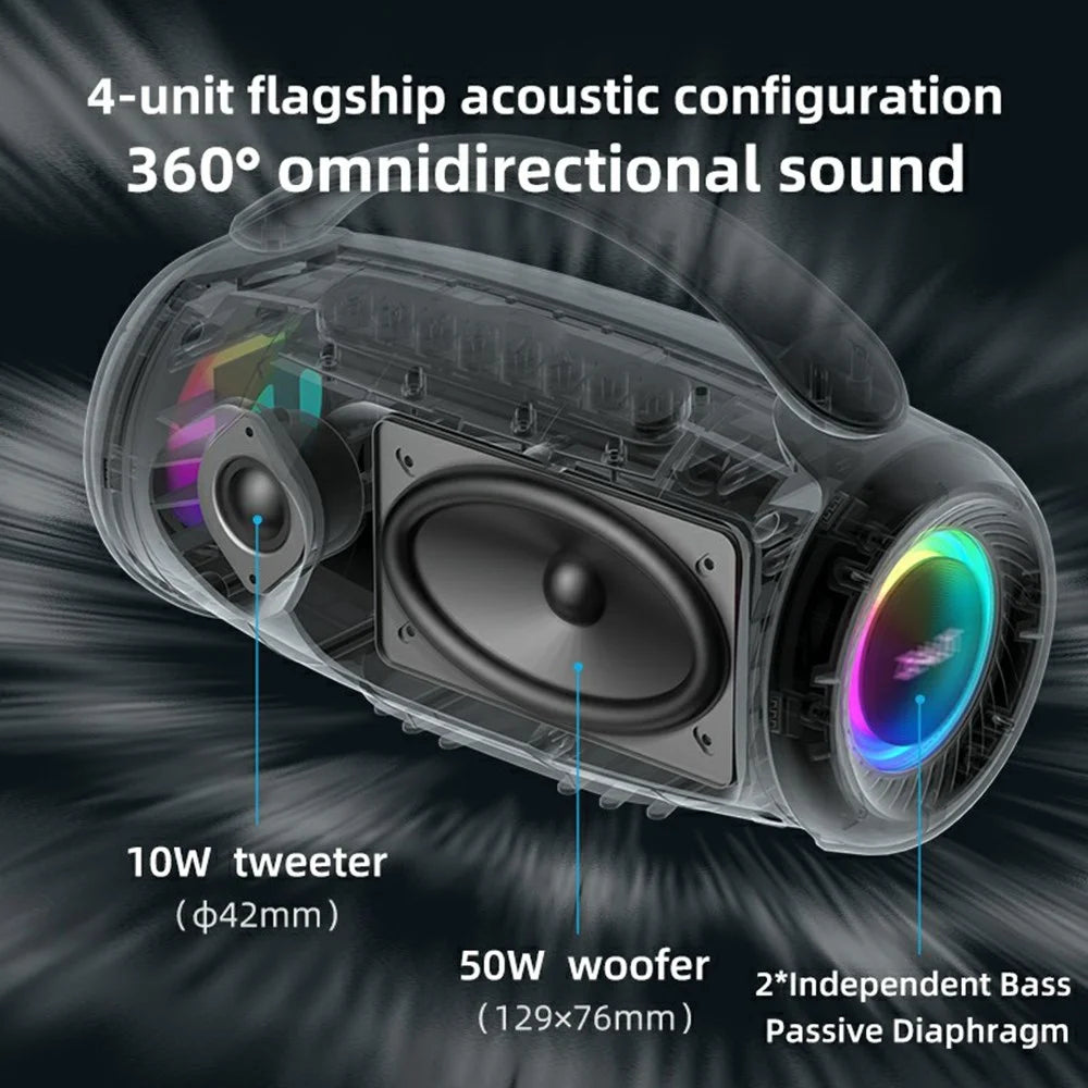 ZEALOT P12 60W Portable Bluetooth-Compatible Speaker TWS Wireless Bass Subwoofer Support USB / TF / Aux - Black - 5
