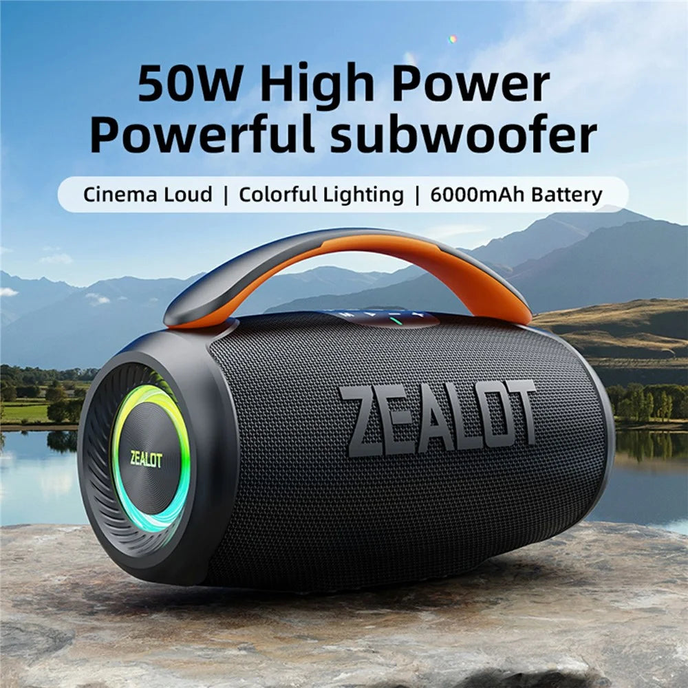ZEALOT P11 50W Portable Bluetooth-Compatible Speaker RGB Light USB / TF / Aux TWS Wireless Bass Subwoofer - Black - 4