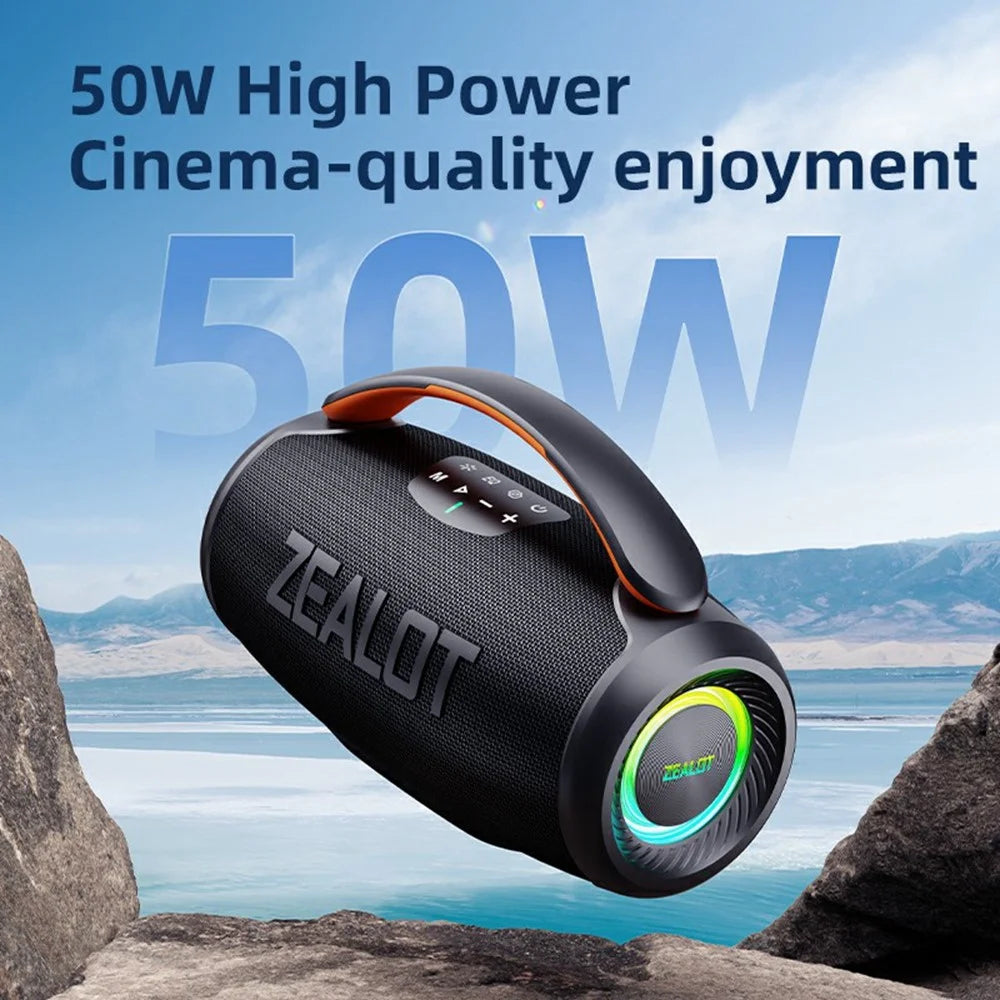 ZEALOT P11 50W Portable Bluetooth-Compatible Speaker RGB Light USB / TF / Aux TWS Wireless Bass Subwoofer - Black - 6