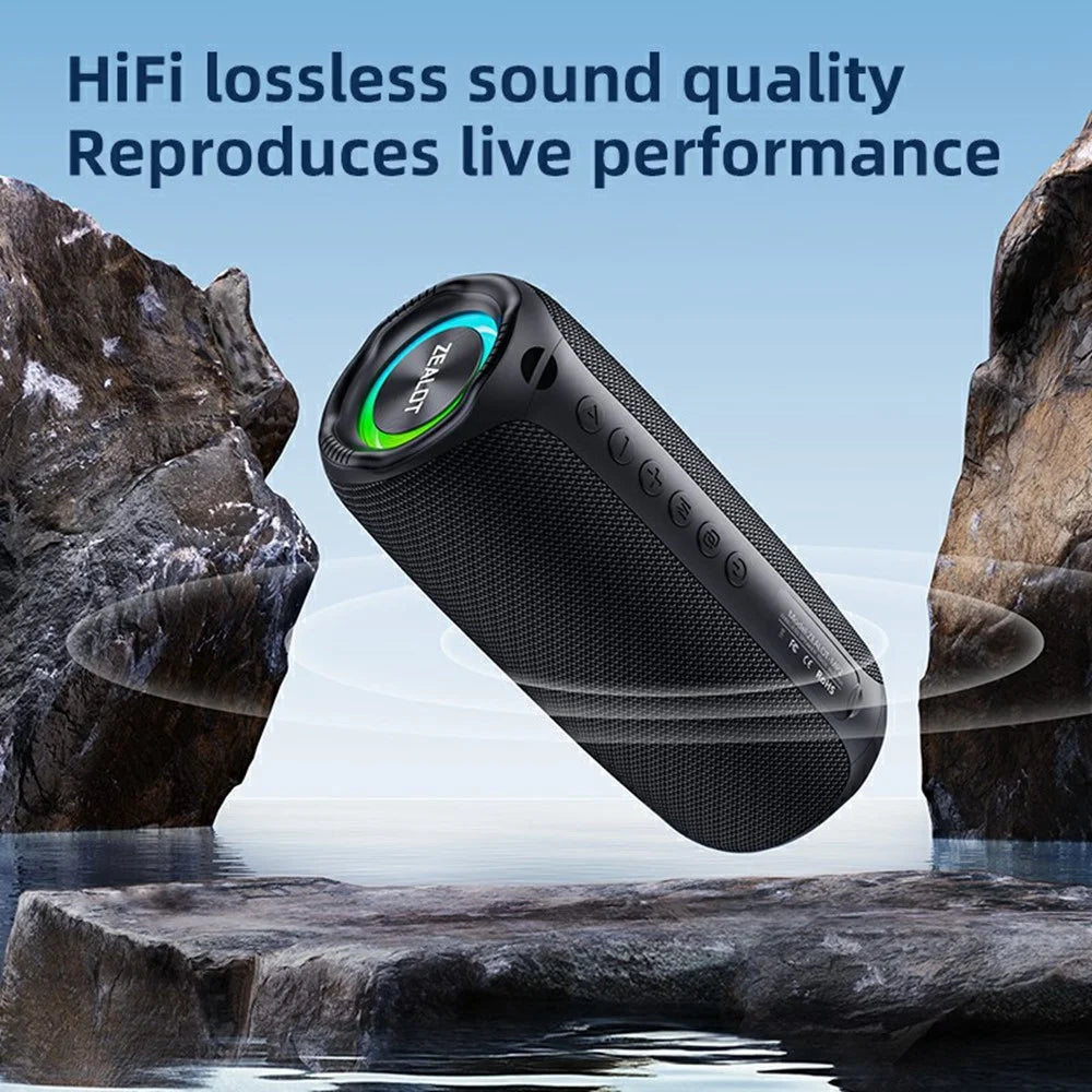 ZEALOT MP2 Outdoor 20W Bluetooth-Compatible Speaker Portable IPX5 Waterproof Bass Subwoofer - Black - 5
