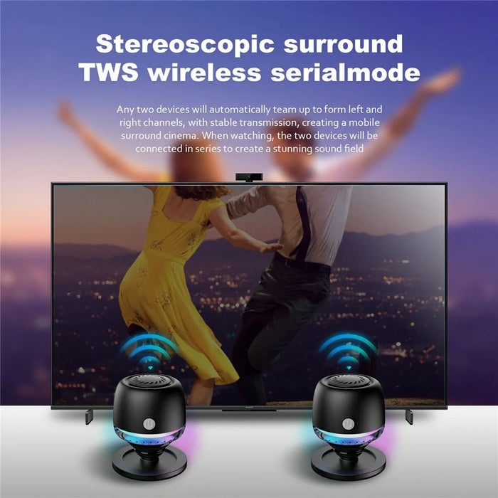 M99 Portable Bluetooth-Compatible Speaker RGB Light Gyroscope Design Heavy Bass Mini Speaker - Black - 7