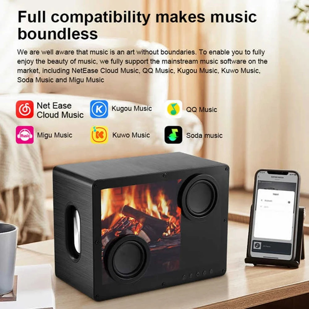 D35 Desktop Stereo Speaker HIFI Audio Bluetooth-Compatible TF AUX Subwoofer with Floating Lyrics Display - 7