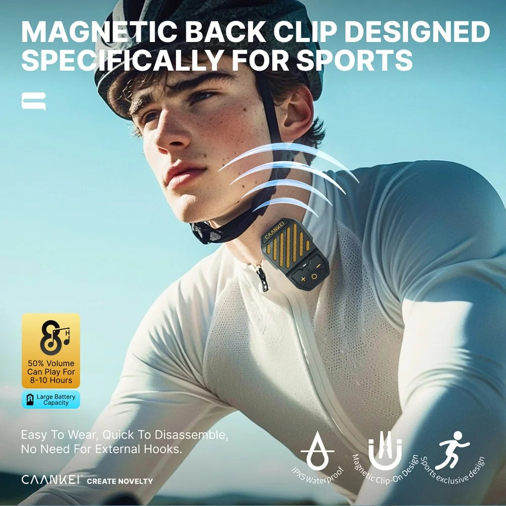CAANKEI Wearable Bluetooth-Compatible Speaker IPX5 Waterproof Clip-On Loudspeaker for Running Cycling - Yellow - 5