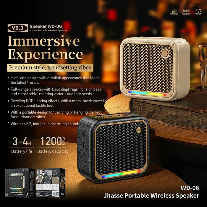 WEKOME WD-06 Jazz Portable Bluetooth-compatible Speaker RGB Lighting Full Range Loudspeaker - Black - 2