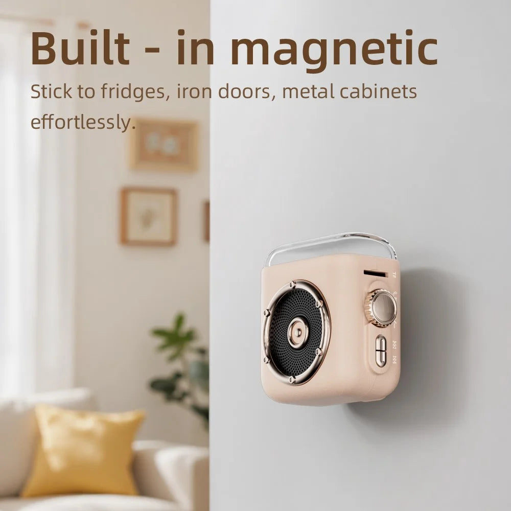 Portable Magnetic Speaker Night Light Clock Bluetooth-Compatible 5.3 Audio Device with Back Clip - Beige - 3