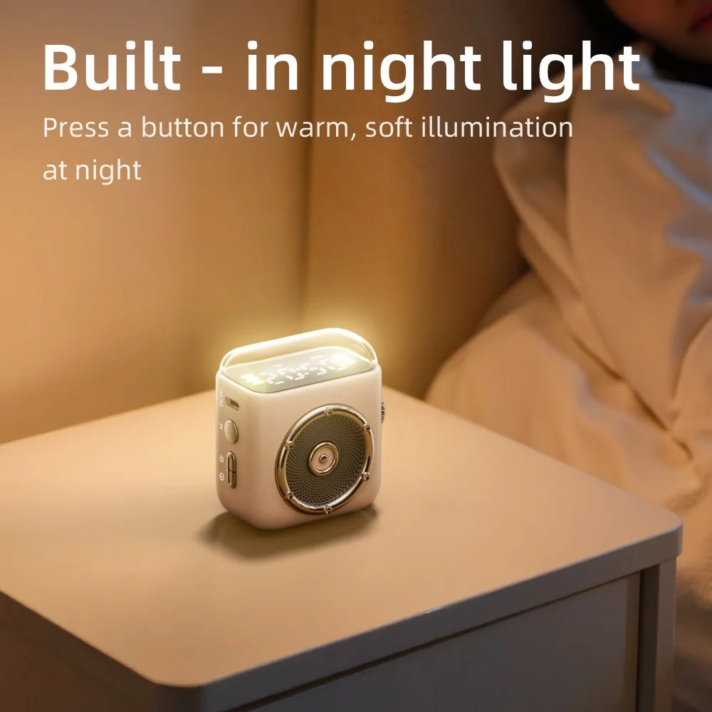 Portable Magnetic Speaker Night Light Clock Bluetooth-Compatible 5.3 Audio Device with Back Clip - Beige - 4