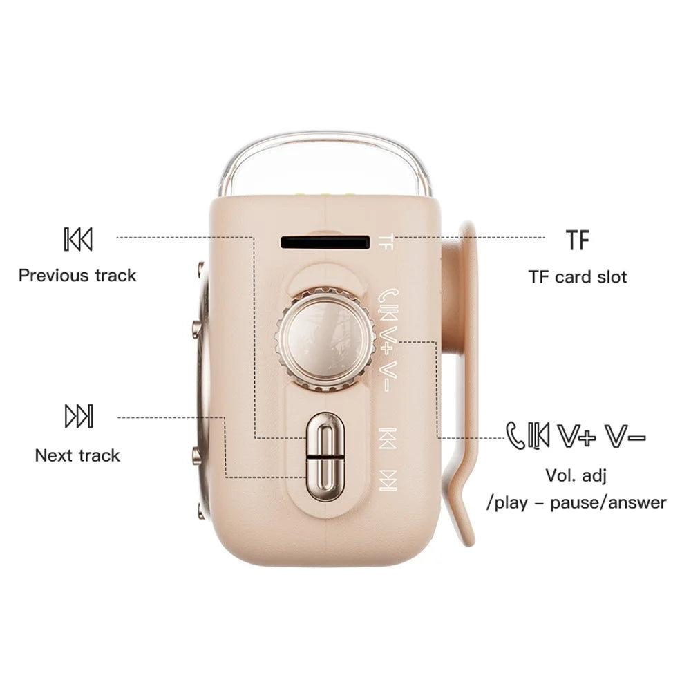 Portable Magnetic Speaker Night Light Clock Bluetooth-Compatible 5.3 Audio Device with Back Clip - Beige - 5